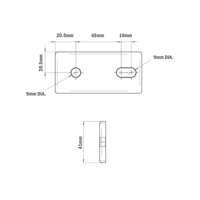 41-115-0 MODULAR SOLUTIONS TIE PLATE 45MM X 90MM CREATES RIGHT ANGLE, HARDWARE NOT INCLUDED